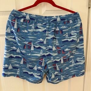 Vineyard Vines Blue and Red Swim Trunks Nautical Design